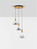 Triac Dimmable Brass Gold Metal Base Top Smokey & Sand White Glass LED 20Watt 220-240Volt 391Lm IP20 3000K D:43 H:150 cm