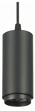 трековый светильник цилиндрической формы на подвесе чёрного цвета 48V