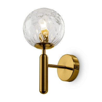 настенный светильник с рифленым стеклянным шаром на латунной основе
