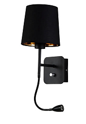PABLO AP2 BLACK/BLACK-GOLD Crystal Lux Pablo настенное бра с тканевым абажуром чёрного цвета и поворотным основанием