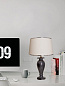 Charcoal Marble Vase Table Lamp With White Fabric Shade настольная лампа FOS Lighting Flower-BlackMarble-ChromeRimWhite14-TL1