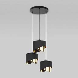 a066420 TK Lighting Grant Black подвесной светильник с тремя цилиндрическими металлическими плафонами на круглой потолочной базе