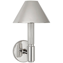 Barrett Small Single Knurled Sconce полированный никель с никелевыми абажурами