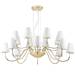 подвесной светильник с восемью плафонами на золотом каркасе