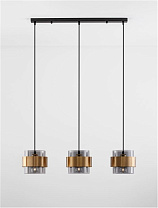 Smokey Glass Brass Gold Metal LED E27 3x12 Watt 100-240 Volt IP20 Bulb Excluded L: 82 W: 18 H: 140 cm