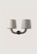 Dark Cane with Brass shown with 5 1/2 Fez in Natural Linen with Cream Card lining
