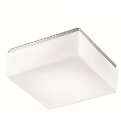 настенно-потолочный светильник с квадратным корпусом из белого стекла