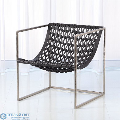 Knit Pearl Chair-Nickel-Dark Grey Leather Global Views кресло