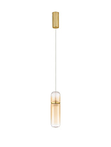 Triac Dimmable Gradient Amber Glass Glossy Gold Metal Base LED 7Watt 220-240Volt 490Lm IP20 3000K D:8 H:56-256 cm