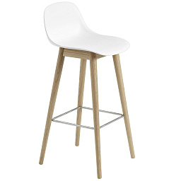 58928 Muuto Fiber барный стул белый деревянный с перекладиной 75 см