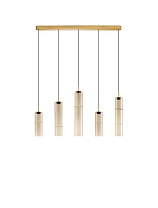 Triac Dimmable Cognac Glass Glossy Brushed Gold Metal Base LED 18Watt 220-240Volt 1080Lm IP20 3000K L:94 W:8 H:75-255 cm