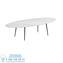 STYLETTO СТАНДАРТНЫЙ ОБЕДЕННЫЙ СТОЛ 320X140CM АЛЮМИНИЕВЫЕ НОЖКИ БРОНЗОВАЯ КЕРАМИЧЕСКАЯ СТОЛЕШНИЦА BIANCO STATUARIO Royal Botania
