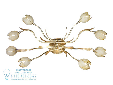 Tulipani Потолочный светильник с атласным французским золотом / сусальным золотом со стеклом Possoni Illuminazione 319/4+4PL