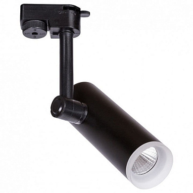 трековый прожектор черного цвета на подвесе для однофазного шинопровода