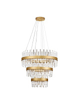 Satin Gold Metal Clear Crystal LED G9 42x5 Watt 100-240 Volt IP20 Bulb Excluded D: 75 H: 200 cm Crystal: 144 pcs