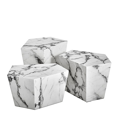 110659 Coffee Table Prudential set of 3 white faux marble кофейная карта Eichholtz