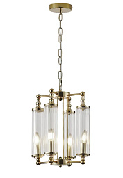 TOMAS SP4 BRASS Crystal Lux Tomas люстра с цилиндрическими плафонами из стекла на металлической арматуре под латунь