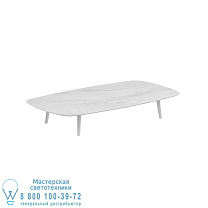 STYLETTO НИЗКИЙ СТОЛ ДЛЯ ГОСТИНОЙ 220x120CM АЛЮМИНИЕВЫЕ НОЖКИ БЕЛАЯ КЕРАМИЧЕСКАЯ СТОЛЕШНИЦА BIANCO STATUARIO Royal Botania