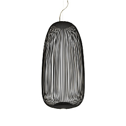 FN2640071R1_20 Foscarini Spokes подвесной светильник с вытянутым металлическим плафоном в тёмном оттенке