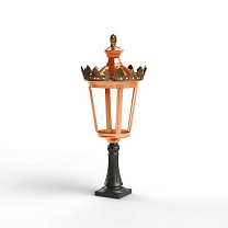 Louvre N° 3; one-piece clear glass Built-in LED 2700°K warm white 13W; Patined lacquered copper