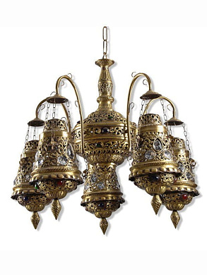 Antique Finished Moroccan Brass Chandelier люстра FOS Lighting D3-Antique-CH5