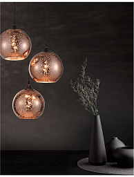 8142681 Nova Luce Blaze подвесной светильник с тремя стеклянными шарами в медном оттенке на черном основании