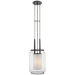 RL5156PN Visual Comfort Upton подвесной фонарный светильник с цилиндрическим стеклянным плафоном и металлическими стойками