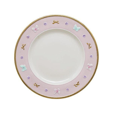 Butterfly pastel pink dinner plate тарелка, Villari