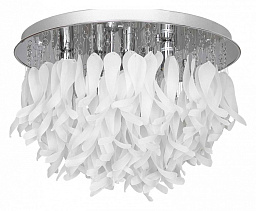 GRLSA-5603-07 Lussole Como потолочная люстра с множеством подвесок в виде белых лепестков на зеркальной арматуре