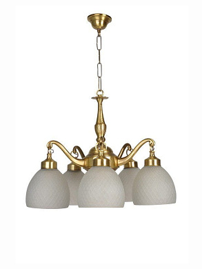 Classic Downward Frosted Diamond Glass 5 Light Brass Chandelier люстра FOS Lighting L56-DynaBalloon-CH5