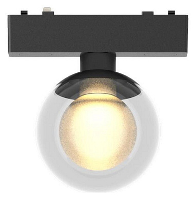 магнитный трековый светильник с шарообразным плафоном черного цвета для магнитного трека 48V