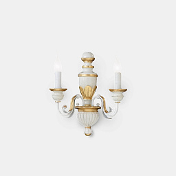 012902 Ideal lux Firenze настенное бра с двумя рожками и белыми плафонами в классическом стиле