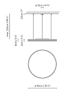 LITE HOLE S90 WHITE; LITE HOLE S90 BLACK LED 41W 7960lm 350mA 3000K 97 x 97 x 19 cm; LITE HOLE S90 GOLD CRI≥90 230V DIM PUSH / DALI VOL 0,18 m³; LITE HOLE S90 COPPER