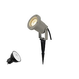 Грунтовый светильник с колышком SLV NAUTILUS LAMP SET, с лампой GU10 4000 K, кабель с вилкой 1,5 м, IP65