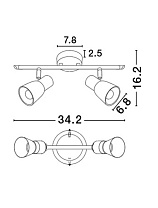 Opal Glass Satin Nickel Metal LED E14 2x5 Watt 230 Volt IP20 Bulb Excluded L: 34.2 W: 7.8 H: 16.2 cm