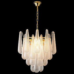 FONTAIN SP8 GOLD Crystal Lux Fontain люстра с тремя ярусами хрустальных подвесов и золотистой фурнитурой
