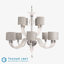 CL522-6-CLEAR Bella Figura Raphael шестирожковая люстра с комбинированными элементами из стекла и ткани