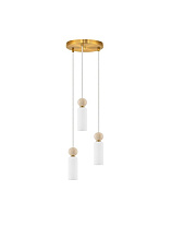 Opal Glass Stone Travertine Glossy Brushed Gold Metal Base LED G9 3x5Watt 100-240Volt IP20 Bulb Excluded D:25 H:35-225 cm