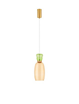 Glossy Light Green & Yellow Glass Gold Metal LED 5 Watt 220-240Volt 450Lm IP20 3000K D: 15 H: 179 cm