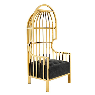 110066 Chair Bora Bora gold finish black velvet кресло Eichholtz