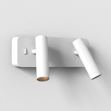 настенный двойной светильник для чтения с двумя регулируемыми источниками света матовый белый