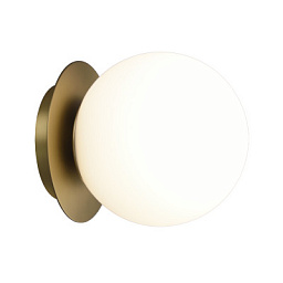 A3946080O ACB Iluminacion Parma настенное бра с опаловым плафоном и золотистым корпусом, подходит для помещений с повышенной влажностью IP44