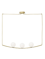 White Glossy Glass Brass Metal Brass Fabric Cable LED E14 3x5 Watt 100-240Volt IP20 Bulb Excluded L: 122 W: 15 H: 180 cm