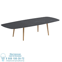 НИЗКИЙ ОБЕДЕННЫЙ СТОЛ STYLETTO 300X120CM НОГИ ИЗ ТИКА КЕРАМИЧЕСКАЯ СТОЛЕШНИЦА NERO MARQUINA Royal Botania