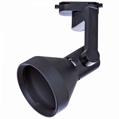 трековый светильник с цилиндрическим корпусом чёрного цвета для однофазного трека