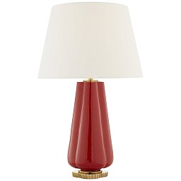 AH3127BYR-L Visual Comfort Penelope настольная лампа с красным фарфоровым корпусом и белым тканевым абажуром