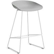 About A Stool AAS 38 Low, сиденье H65 см, основание сталь с порошковым покрытием, белое / сиденье полипропилен, бетонно-серое