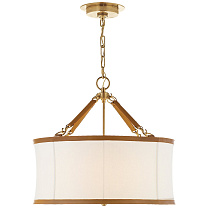 Broomfield Small Hanging Shade натуральная латунь и седельная кожа с льняным абажуром