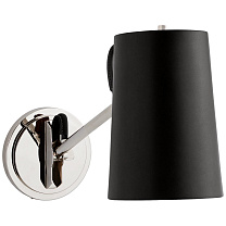 Benton Single Library Sconce полированный никель с абажуром из шоколадной кожи