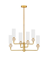 Opal Glass Stone Travertine Glossy Brushed Gold Metal Base LED G9 6x5Watt 100-240Volt IP20 Bulb Excluded D:55 H:50/80 cm